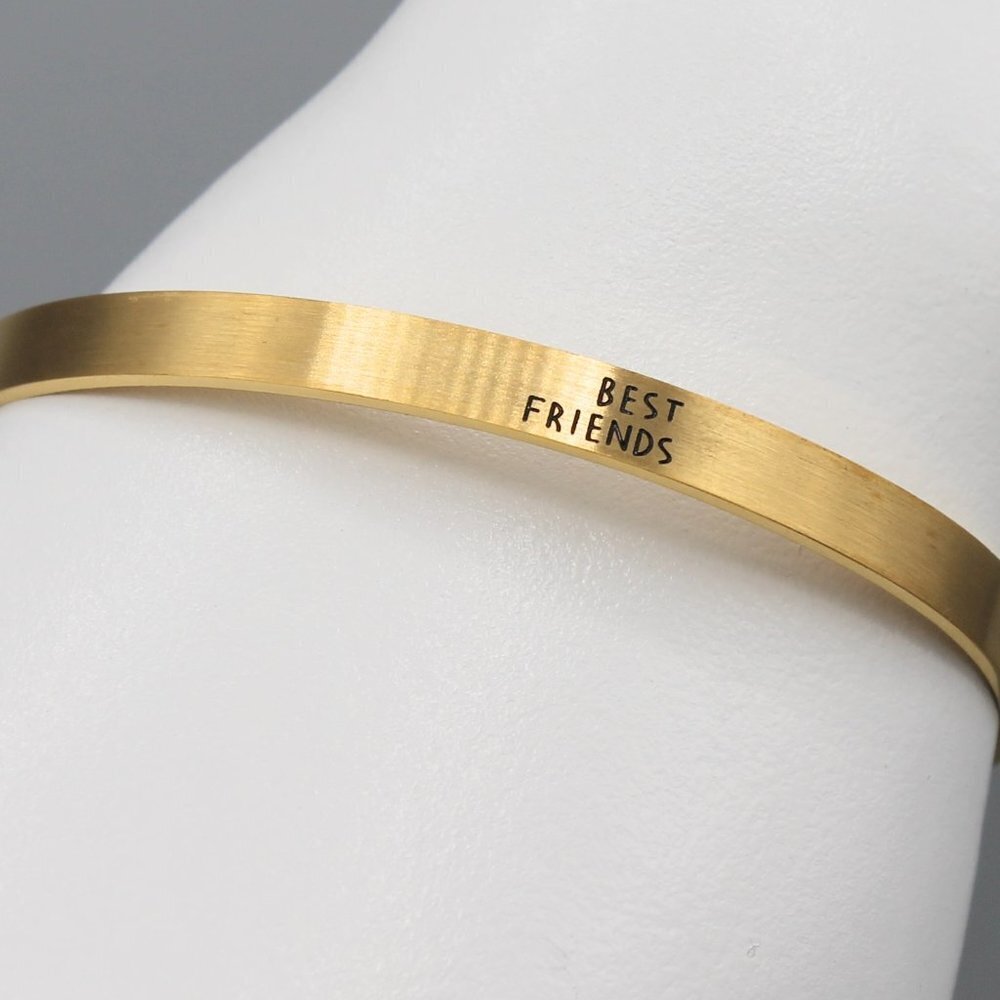 Jewelry bracelet cuff Best Friend Friendship gold tone dainty minimalist new
